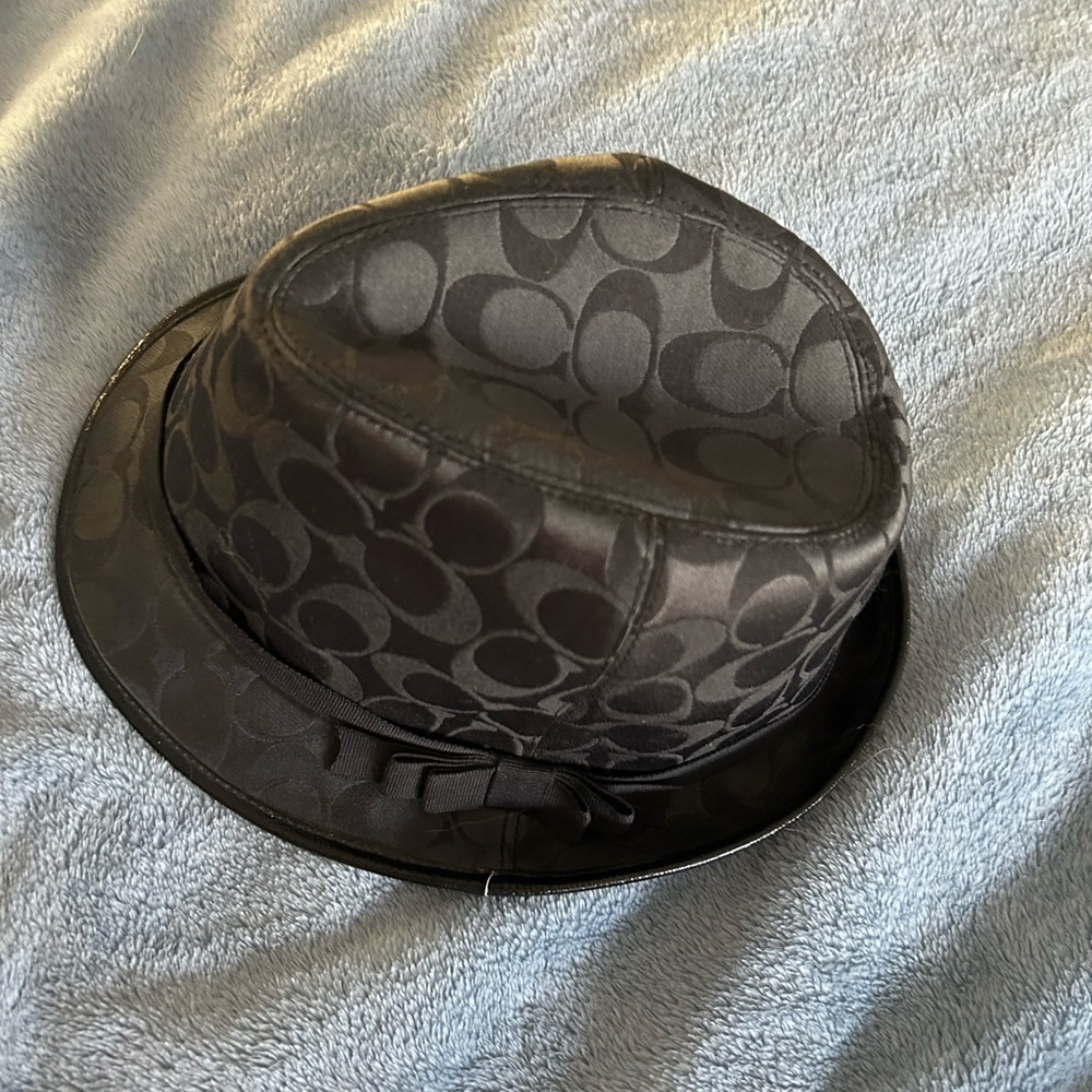 Coach Black Patterned Fedora Hat